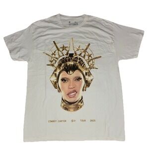 Beyonce II Hands II Heaven Tee M White Cowboy Carter Tour 2025 Merch NEW *line
